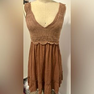 Brown crochet mini dress